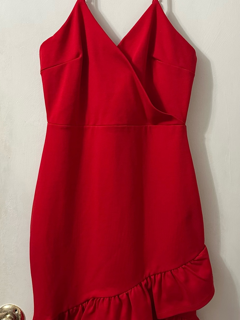 Lulu's Red One-Shoulder Ruffle Hem Cocktail Dress